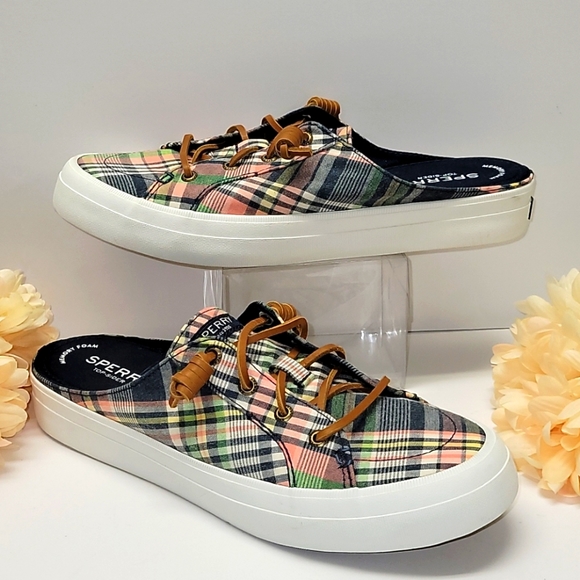 sperry plaid mule sneaker